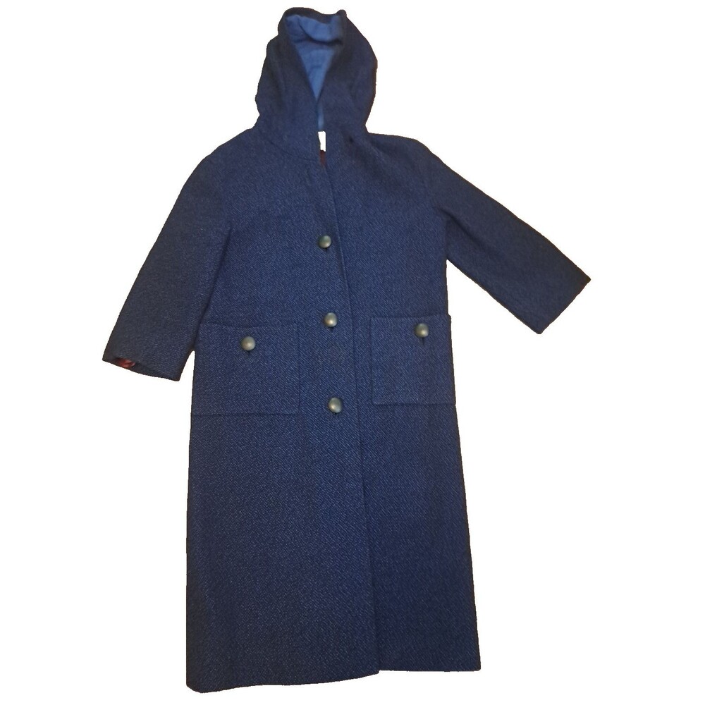 Womens Vintage Delta United Airlines Overcoat 50s 60s Ben Reig Wool S/M Blue